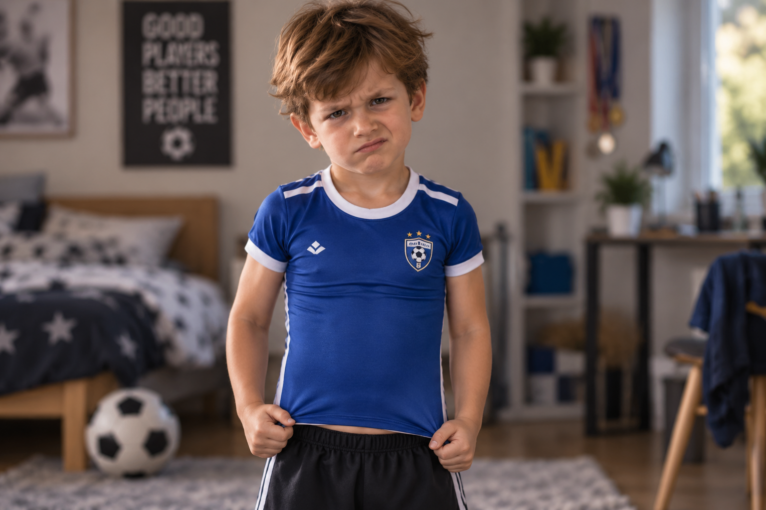 Fußballtrikots in den Größen XS, S und M